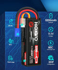 Beefy 3S 11.1V 80C 5200mAh RC LiPo Battery With Durable Hard Case EC5 Connector illustration with features