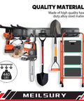 48 Inch Garage Tool Organization Wall Mount Rack With 3 Rails And 7 Hooks, Heavy Duty Tool Storage Holds Up To 440 Lbs, tools hanging