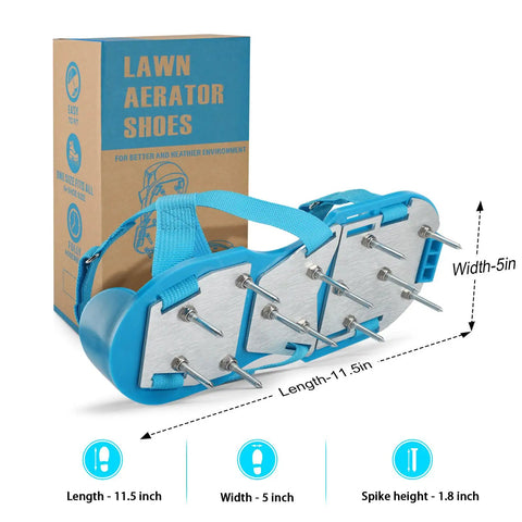 Fully Assembled Lawn Aerator Shoes With Adjustable Velcro Straps For Men And Women No Slip Ground Piercing Spikes display