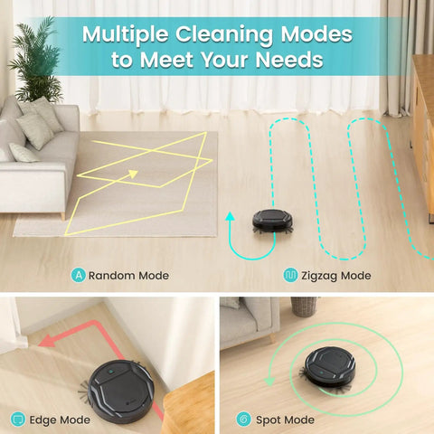 Compact Robotic Vacuum With Beast Mode Suction And Quiet Operation, 120 Minutes Run Time, Self Charging, WiFi App And Voice Control, Scheduled Cleaning, Great For Pet Hair And Hard Floors, Slim Design For Tight Spaces, M210 cleaning multiple floor modes