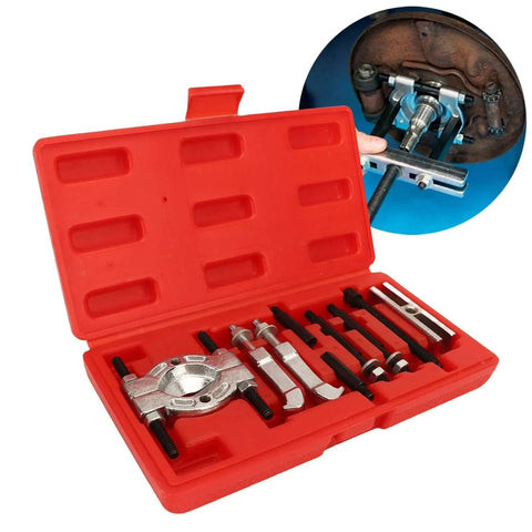 Real Heavy Duty Hub Shaft Puller Set Built To Rip Out Stubborn Wheel Bearings Pinion Gears And Axle Drive Shafts Includes Jaws Legs And Wiper Pullers For Vehicles Making DIY Garage Work A Total Snap Without Breaking The Bank. red plastic case with metal puller jaws and bolts