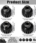 Beefed-Up Hardened Steel Pinion Gear Set For One-Tenth Scale RC Cars, 3.175mm Shaft, 18T 19T 20T 21T Teeth with dimensions