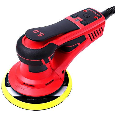 Heavy Hitter Electric Random Orbital Sander With 350W Brushless Motor And 10000 RPM For Quick Woodworking Carpentry Polishing Delivers Glassy Smooth Finishes Every Session Comes Loaded With 12 Premium Grit Sanding Papers Shop Tough Build