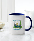 Premium Ceramic Coffee Mug 11 Oz Featuring Fastest Cart Graphic Art, white with blue handle, perfect for home or office use.