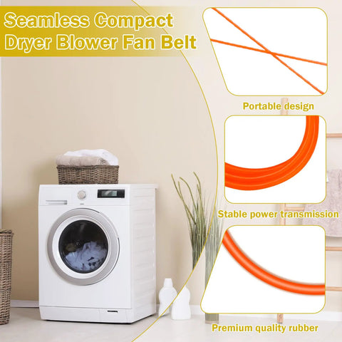 Portable Dryer Belt And Blower Fan Replacement For Compact 2.6 Cu Ft Dryers next to laundry basket, Easy Install, Durable Sealed Belt Kit