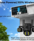 Triple Lens Outdoor Wireless Security Camera Bringing Serious Eyes On Your Property Smooth PTZ Tracking And Bright Color Night Vision Keeping Things Tight Around Your Home Or Farm No Sweat Setup with solar panel.