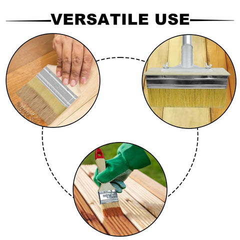 Two Pack Deck Stain Brush Set With Threaded Long Handle, 7 Inch Stain Applicator And 60 Inch Extension Pole for versatile use