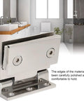 Rugged Frameless Glass Door Hinges Crafted From Top Tier 304 Stainless Steel Heavy Duty Hardware closeup showing polished design.