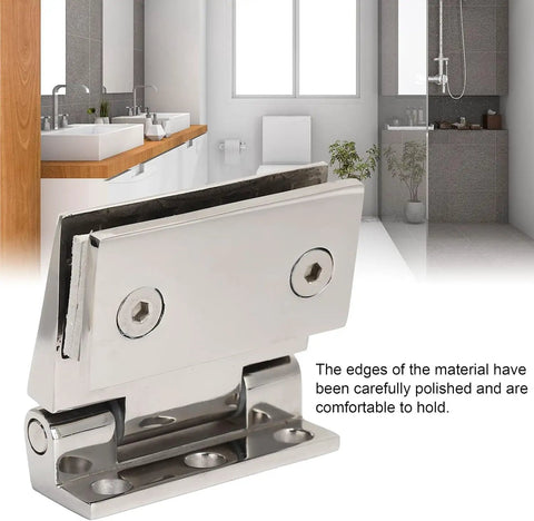 Rugged Frameless Glass Door Hinges Crafted From Top Tier 304 Stainless Steel Heavy Duty Hardware closeup showing polished design.