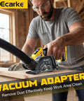 Man using Cordless Cut Off Tool Kit For Wood Metal Plastic Tile Stone 20V Battery Compatible 3 Inch Circular Saw With Brushless Motor 20000 RPM Includes Blades And Dust Shroud Tool Only