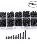 280-Piece M3 Cap Head Hex Socket Bolts And Nuts Assortment Set For Tight Spaces in plastic organizer