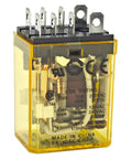 Close-up of Power Relay Kit 10A 110/120V AC DPDT 8-Pin Plug-In with Blade Terminals and LED Indicator Pack of 2, industrial grade switch.