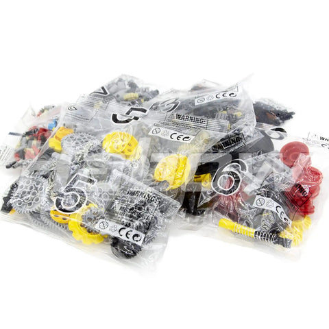 Bags of pieces from Pro-Grade Must-Have 852-Piece Technic Building Kit With Gears Axles Pins Connectors Wheels Chain Links And Joints