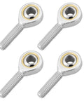 4 Pack 6mm Rod End Bearing With M6x1 Right Hand Thread Metric Outer Thread Joint Self Lubricating Heavy Duty Rod End 14 Degree Misalignment 7.65KN Static Load 7.2KN Dynamic Load, silver