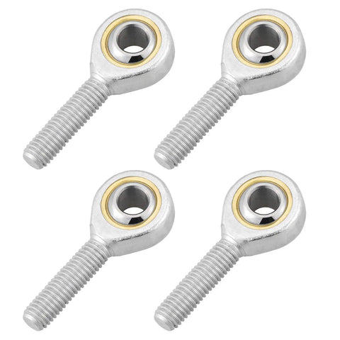 4 Pack 6mm Rod End Bearing With M6x1 Right Hand Thread Metric Outer Thread Joint Self Lubricating Heavy Duty Rod End 14 Degree Misalignment 7.65KN Static Load 7.2KN Dynamic Load, silver