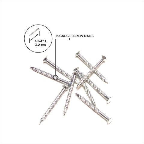 Premium Carbon Steel Floor Screws Silver 1.25 Inch 13 Gauge Nails For Aluminum Transition Strips, detailed view of nails.