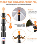 Heavy Duty Aluminum Tent Poles For Tarp And Canopy Adjustable Telescoping Poles With Non Slip Cone Bottom showing anti-slip features