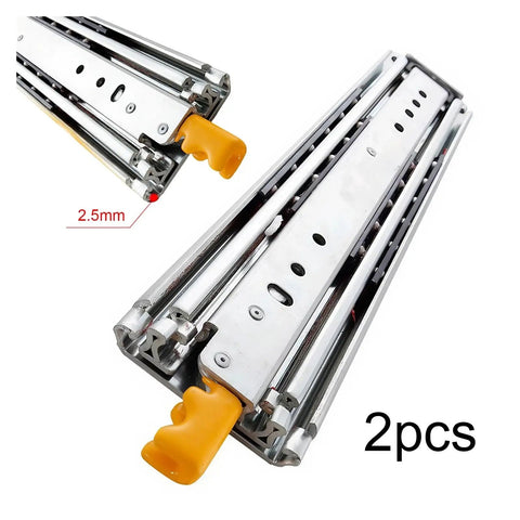 Heavy Duty 44 Inch Side Mount Full Extension Drawer Slides 1 Pair Rock Solid Steel Slide with yellow lock.