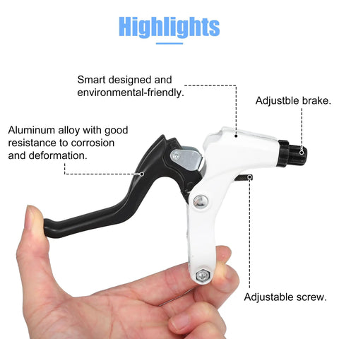 Universal 22mm Aluminum Alloy Bicycle Brake Lever Set For Road And Mountain Bikes White Dope Lightweight And Durable Handlebar Brakes Corrosion Resistant Fits Most 22mm Handlebars Pair shown close-up