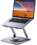 Laptop Stand for Desk, Adjustable 360 Degree Rotating Base, Ergonomic Riser for Collaborative Work, Foldable and Portable Laptop Stand for 10 to 16 Inch Laptops, Sturdy Aluminum Alloy, Anti Slip, Grey, Game Changer