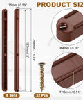 8 Set 300mm Brown Plastic Drawer Slides With Screws Side Mounted Grooved Guide Rails For Cabinets Dressers And Wardrobes No Sweat Install With Rock Solid Glide dimensions and screw details.