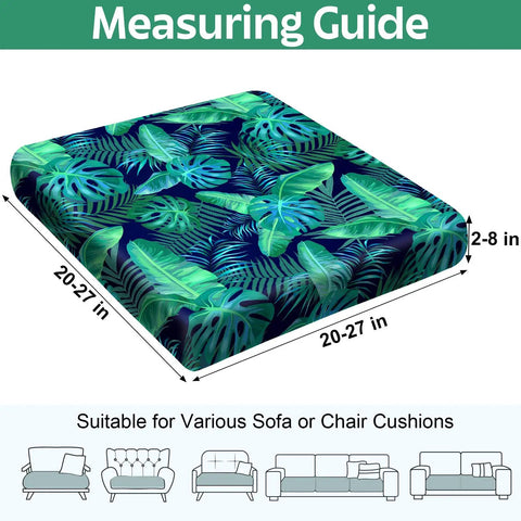 Palm Leaves Patio Cushion Covers Set 8 Pieces Stretch Outdoor Slipcovers For Cushions 20 To 27 Inches With Elastic Bottom