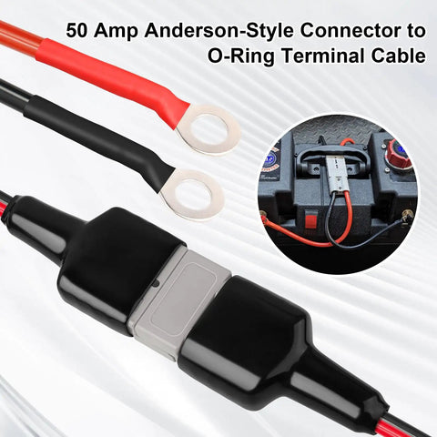 Top Shelf 8Awg Battery Quick Connect Cable 2 Feet Long 50 Amp Anderson Style Plug To O Ring Terminal detailed view.