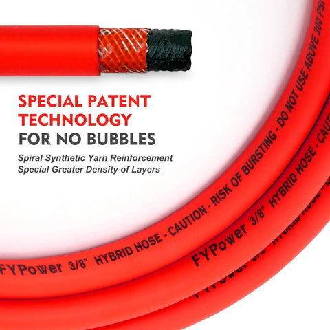 Close-up of Three Eighths Inch By Six Foot Lead-In Air Hose For Compressors With Heavy-Duty Lightweight Flexible Kink-Resistant Whip Hose