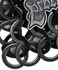 Close-up of Premium Industrial Steel Punk Metal Belt In Matte Black With Easy Hook And Loop Sizing For Badass Gothic Streetwear.