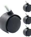 4 Pack 1.5 Inch Nylon Swivel Stem Caster Wheels M8 Thread For Furniture Carts Chairs And Cabinets 360 Degree Rotation
