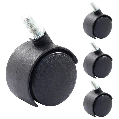 4 Pack 1.5 Inch Nylon Swivel Stem Caster Wheels M8 Thread For Furniture Carts Chairs And Cabinets 360 Degree Rotation