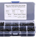 Heavy Duty M3/3mm Pan Head Self Tapping Screws Assortment Kit 500 Pack in organizer, zinc plated carbon steel fasteners.