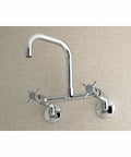 Concord 8-Inch Adjustable Center Wall Mount Kitchen Faucet Polished Chrome With A Solid Brass Build installed on wall