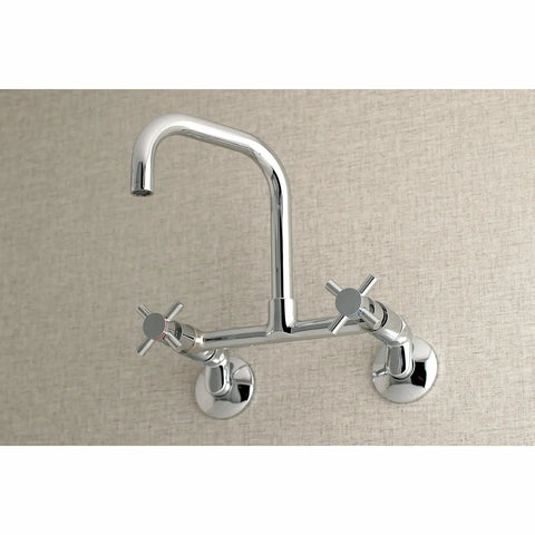 Concord 8-Inch Adjustable Center Wall Mount Kitchen Faucet Polished Chrome With A Solid Brass Build installed on wall