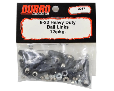 Heavy Duty Ball Link 6-32 Size, Friction Free Performance, 12 Pack in packaging for RC planes, cars and hobby projects.