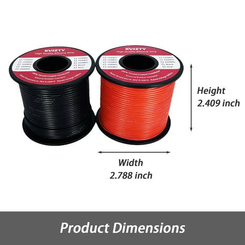 Dual Color 18 Gauge Silicone Wire Red And Black Hook Up Cable dimensions: 2.788 inch width, 2.409 inch height