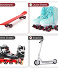 Quad skates with teal boots, featuring 8 Pack 32x58 Quad Roller Skate Wheels With Bearing Installed And 2 Toe Stoppers