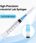 Twenty Pack 3Ml Luer Lock Syringes Built Legit To Handle Tough Lab Work And Industrial Jobs Featuring Hella Sharp 23 Gauge 1 Inch TriBevel Steel Tips Smooth Double Layer Plungers Low Dead Space Designs For Flawless Dispensing with clear barrel and secure tip.