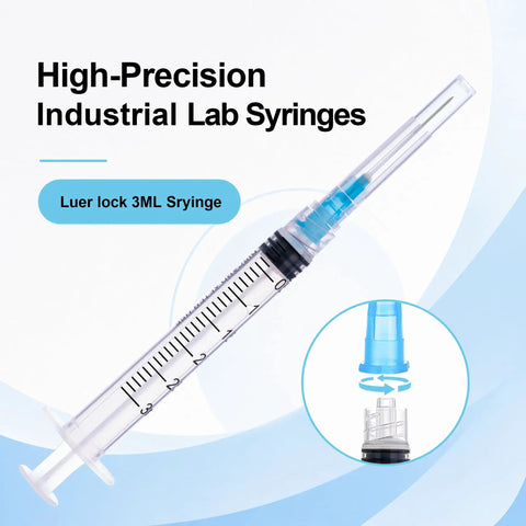 Twenty Pack 3Ml Luer Lock Syringes Built Legit To Handle Tough Lab Work And Industrial Jobs Featuring Hella Sharp 23 Gauge 1 Inch TriBevel Steel Tips Smooth Double Layer Plungers Low Dead Space Designs For Flawless Dispensing with clear barrel and secure tip.