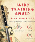 Unsharpened Aluminum Alloy Wakizashi Iaito for Iaido Training with Japanese artwork background