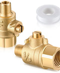 Two Pack 1/8 Inch Male To 1/4 Inch Female Test Cock Kit With Brass Body And PTFE Sealant Tape Leak Proof Backflow Valve For Sprinkler Backflow Preventer 1/4 Inch Female Connector