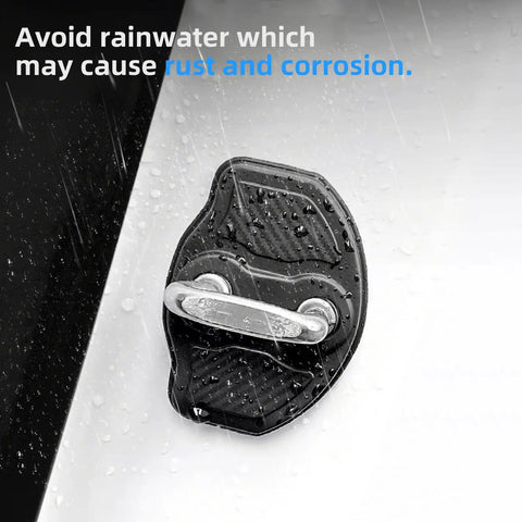 TPE Door Shock Absorber For Tesla Model 3 And Model Y 2017 To 2026 Carbon Edition Anti Rust Lock Cover Protector with water droplets