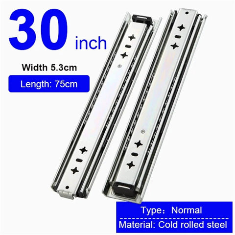 Heavy Duty Drawer Slides With Full Extension, 28 To 72 Inch Adjustable Length, Steel Ball Bearing Runners, Built To Last, Silent Smooth Operation, Rust Resistant Electroplated And Powder Coated Finish, Ideal For Cabinets, Tool Chests, And More, 30 inch cold rolled steel slides