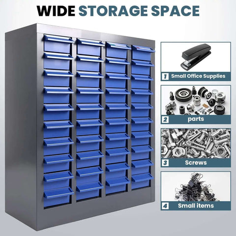 Tough As Nails 40 Drawer Parts Cabinet Organizer with Metal Frame and ABS Drawers for Nut and Bolt Hardware Storage