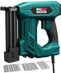 Ready To Rock Electric Brad Nailer And 2 In 1 Staple Gun With Smooth Spiral Drive for woodwork, featuring a compact design and staple rack.