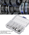 200 Piece E Clip Set Stainless Steel External Retaining Rings for Bearings, Pulleys, Gears and Shafts with High Tension Strength in box