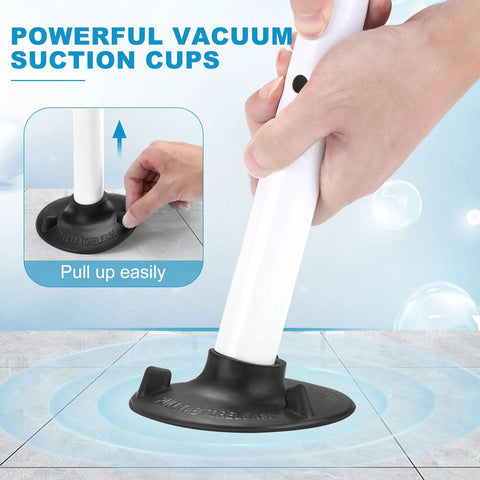 Universal Toilet Safety Rail Grab Bar With Non Slip Suction Cups and Paper Towel Rack displaying powerful suction