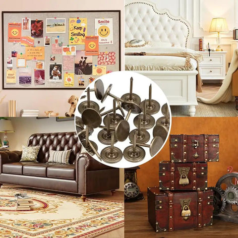 Total No Sweat Bronze Upholstery Thumb Tacks For Couch And Wall Wood Crafting Include Legit 100 Piece Kit in use around home decor.
