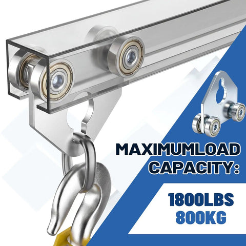 Two Pack 4 Wheel Silent Channel Trolley Kit with 1800lbs capacity in galvanized steel, designed for 1-5/8 in strut channels.