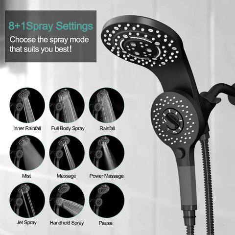 Magnetic Shower Faucet With Handheld Sprayer Easy Docking Two In One Dual Shower Head And On Off Switch For Water Saving Eight Spray